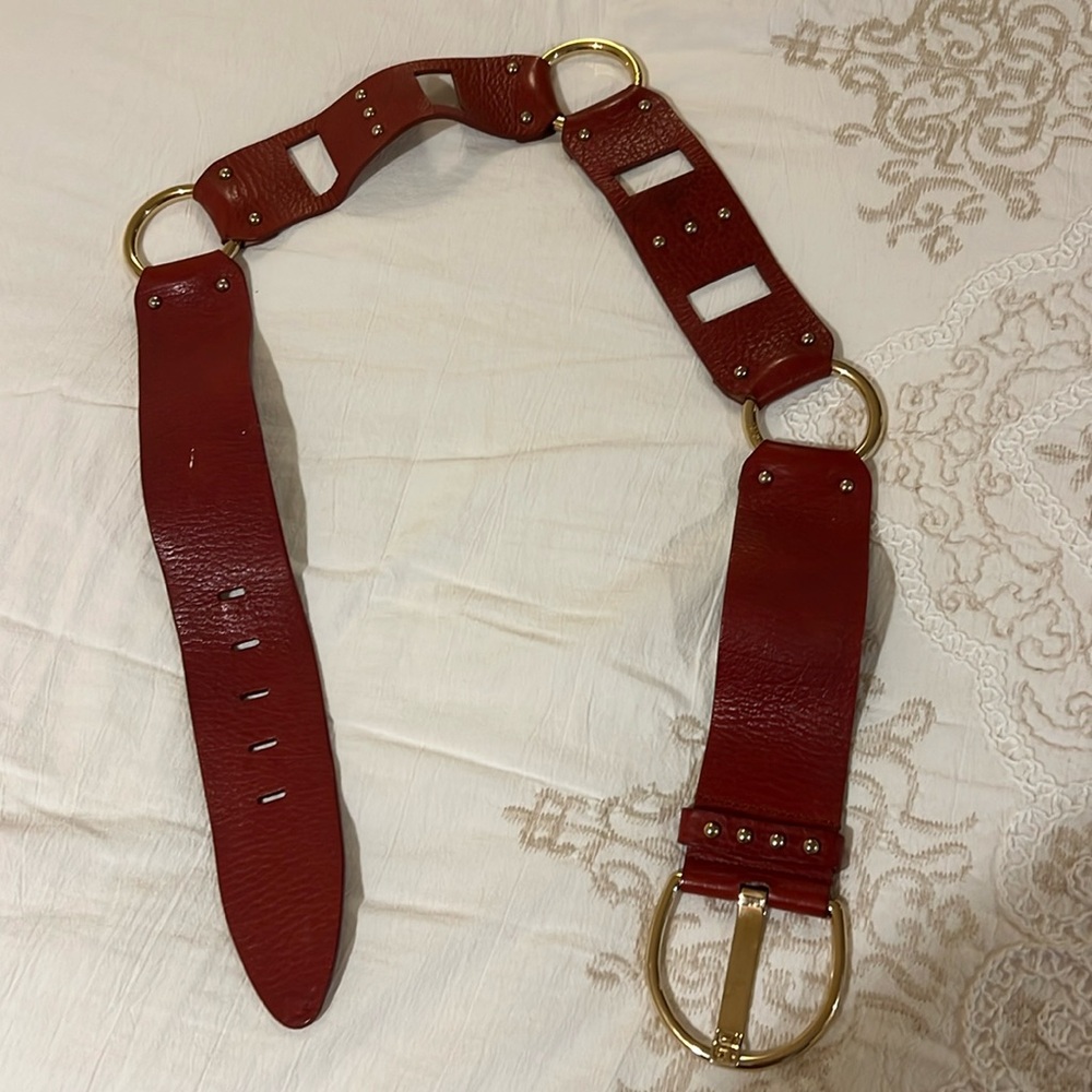 Dolce & Gabbana Wide Leather Belt belt gold rings